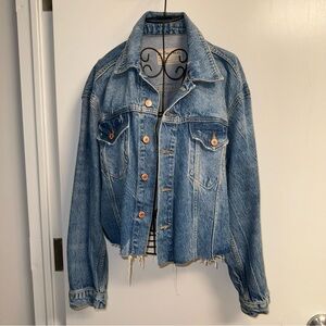 We The Free Distressed Oversized Denim Jacket